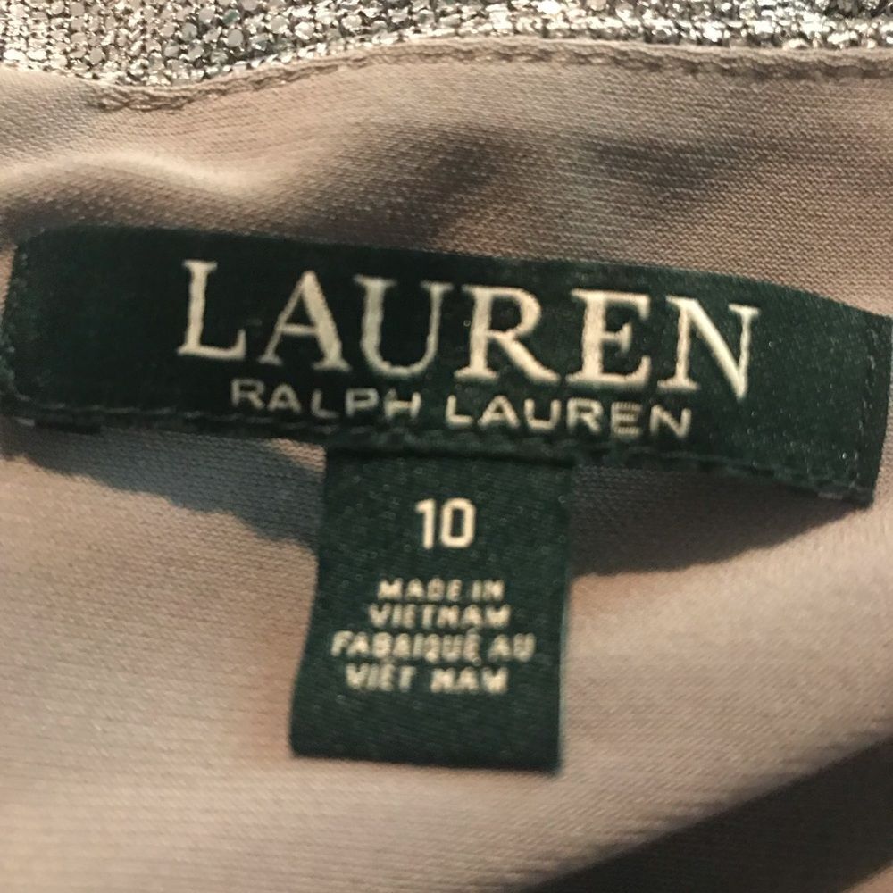 Lauren Ralph Lauren Maxi Gown Women’s Size 10 Black & Silver Metallic - Picture 7 of 12